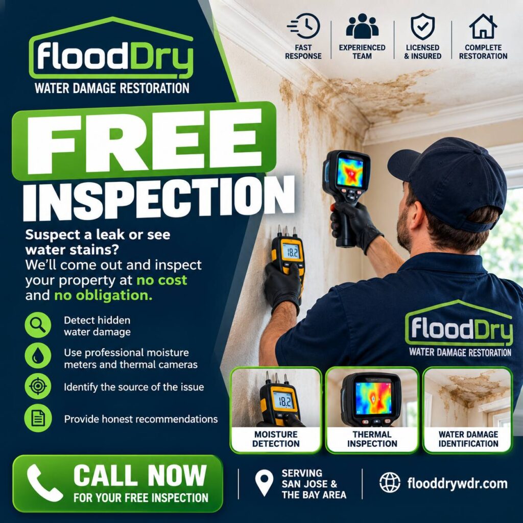 Project documentation image related to a San Jose water damage inspection service call